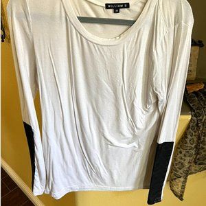 White William B Long Sleeve with Leather Cuffs